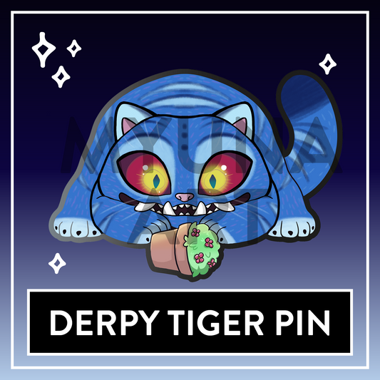 Derpy Tiger Enamel Pin - KPop Animal Demon Pins