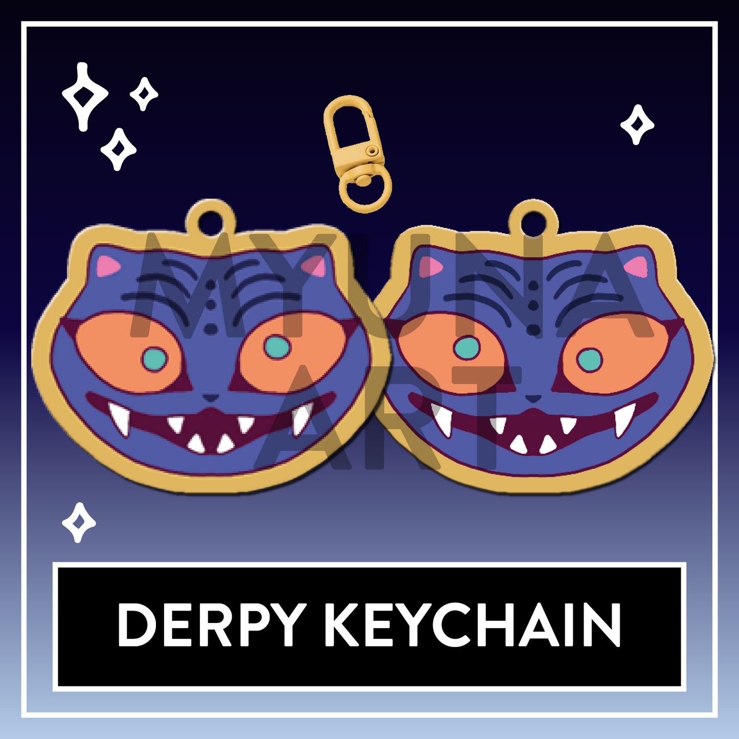 Derpy Tiger Face Acrylic Keychain - KPop Animal Demon Charms