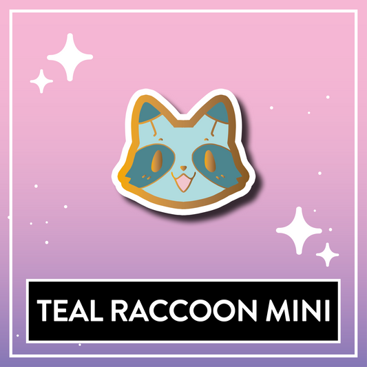 Teal Raccoon Mini Pin - Kawaii Kompanions Hard Enamel Pin