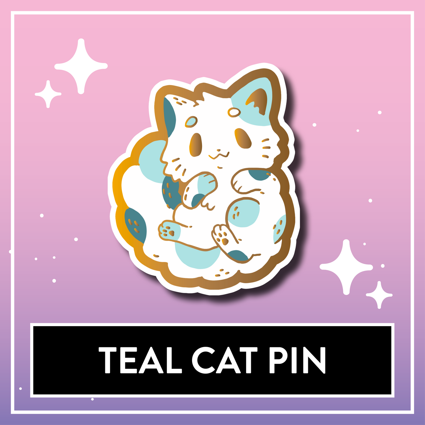 Teal Cat Pin - Kawaii Kompanions Hard Enamel Pin