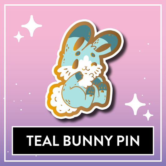 Teal Bunny Pin - Kawaii Kompanions Hard Enamel Pin