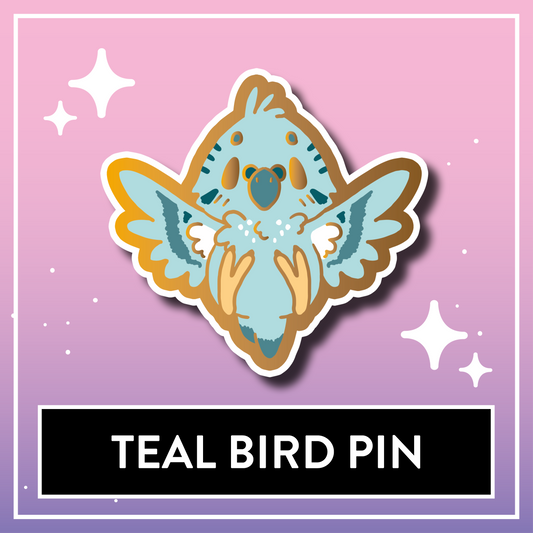 Teal Bird Pin - Kawaii Kompanions Hard Enamel Pin