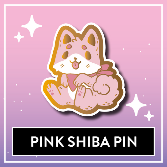 Pink Shiba Pin - Kawaii Kompanions Hard Enamel Pin