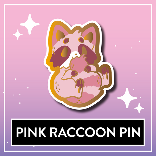 Pink Raccoon Pin - Kawaii Kompanions Hard Enamel Pin