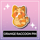 Orange Raccoon Pin - Kawaii Kompanions Hard Enamel Pin