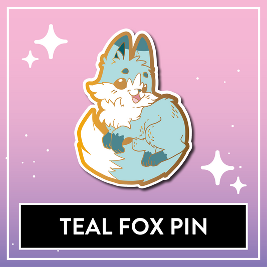 Teal Fox Pin - Kawaii Kompanions Hard Enamel Pin