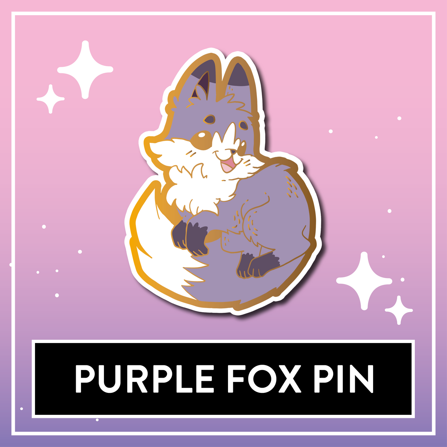 Purple Fox Pin - Kawaii Kompanions Hard Enamel Pin