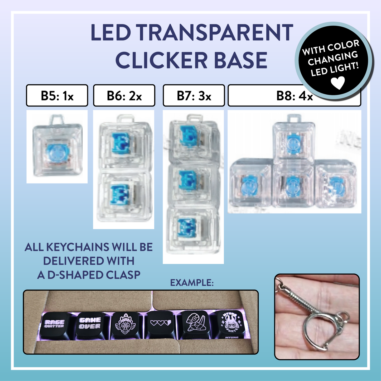 PREORDER Mechanical Fidget Clickers - Cute Keycaps & Clicker Bundles with and without LED Lights
