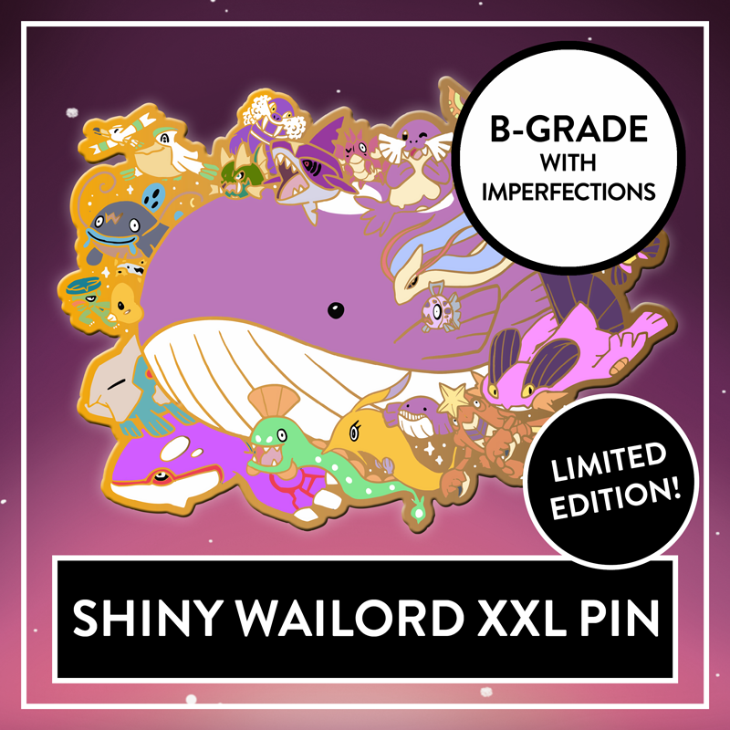 XXL Wailord BIG Hard Enamel Pin - Shiny & Normal Limited Edition