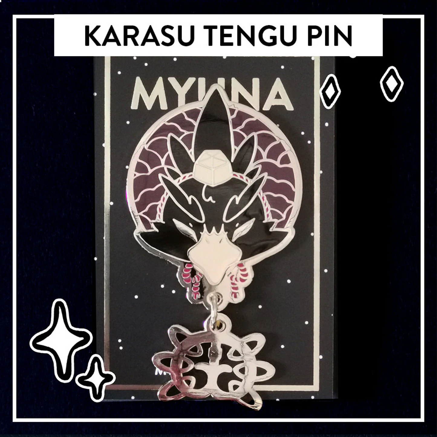 Karasu Tengu Pin - Japanese Yōkai Hard Enamel Pendant Pin