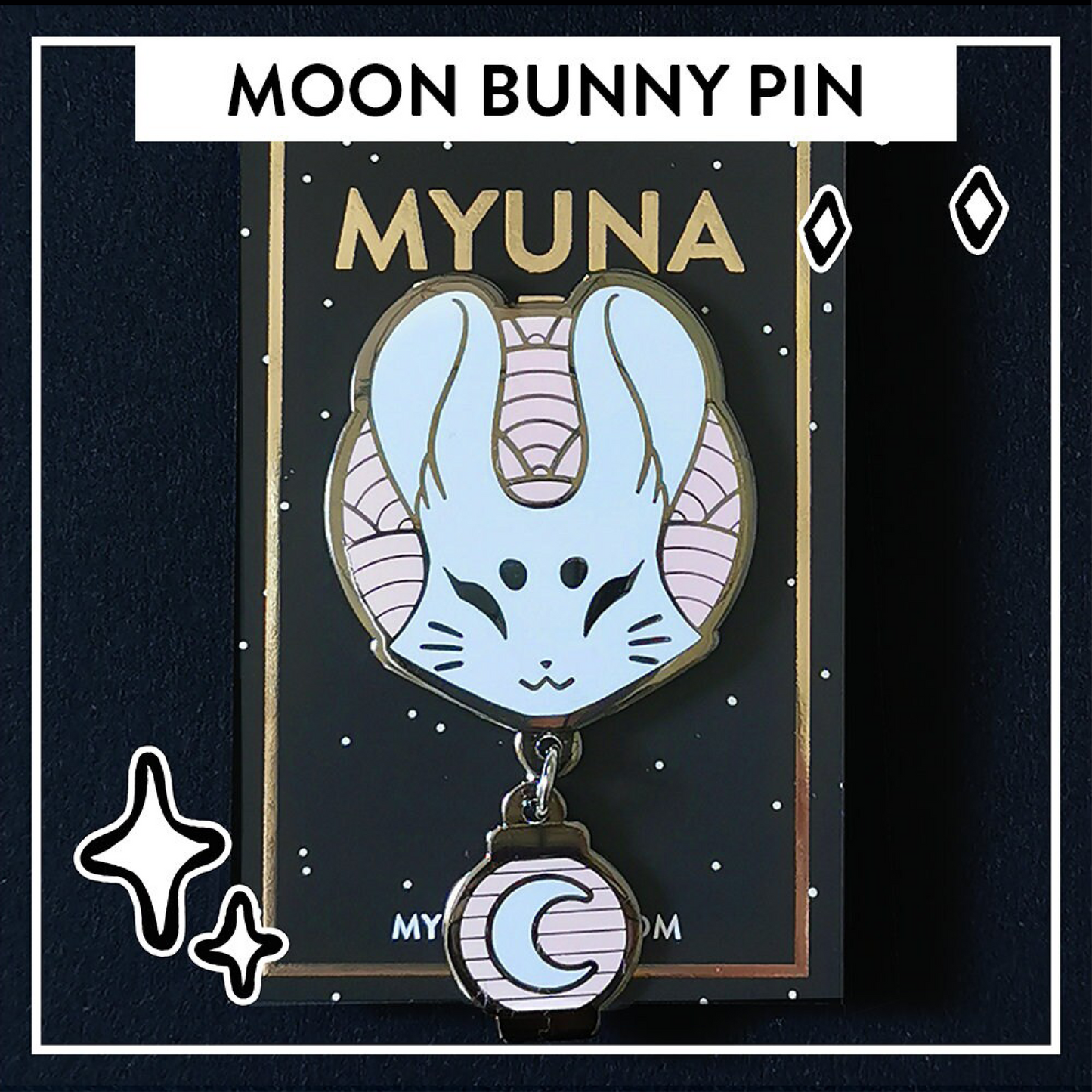 Moon Bunny / Tsuki no Usagi Pin - Japanese Yōkai Hard Enamel Pendant Pin