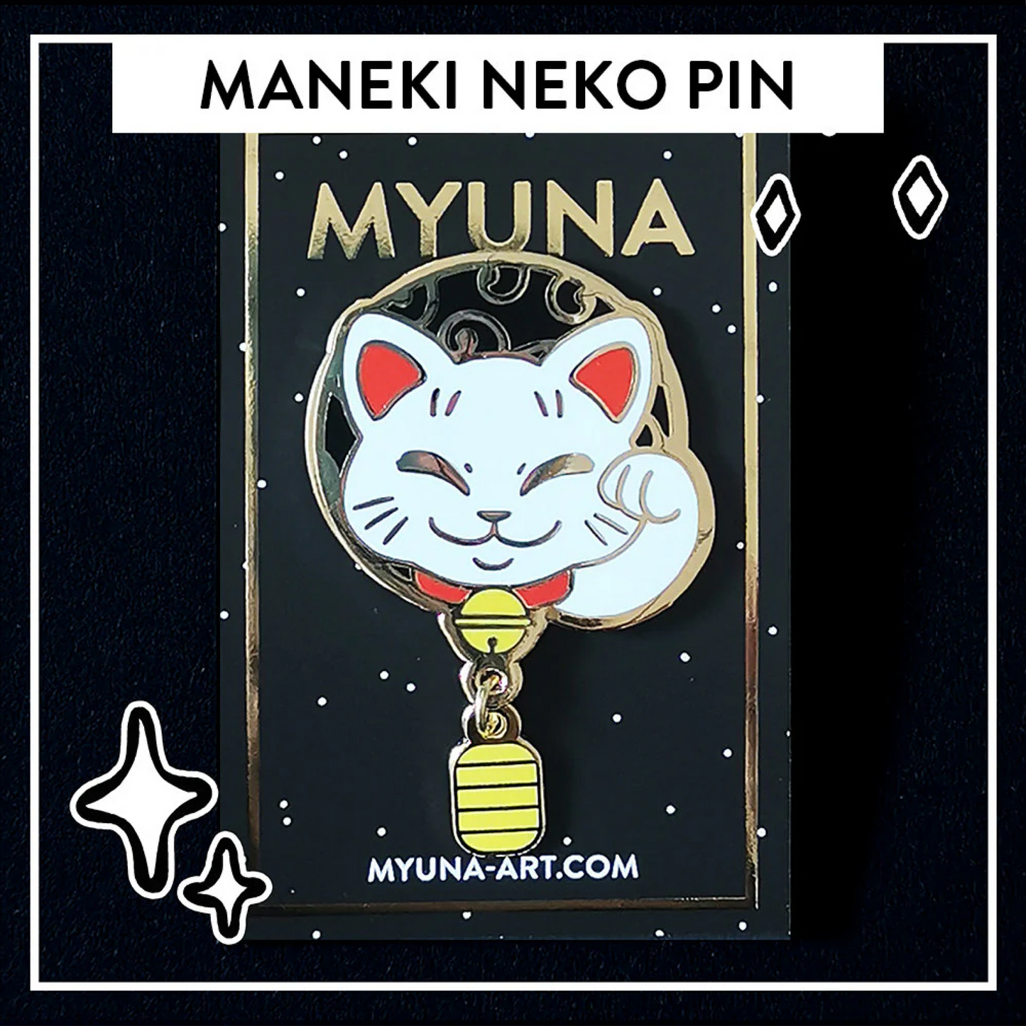 Maneki Neko / Lucky Cat Pin - Japanese Yōkai Hard Enamel Pendant Pin