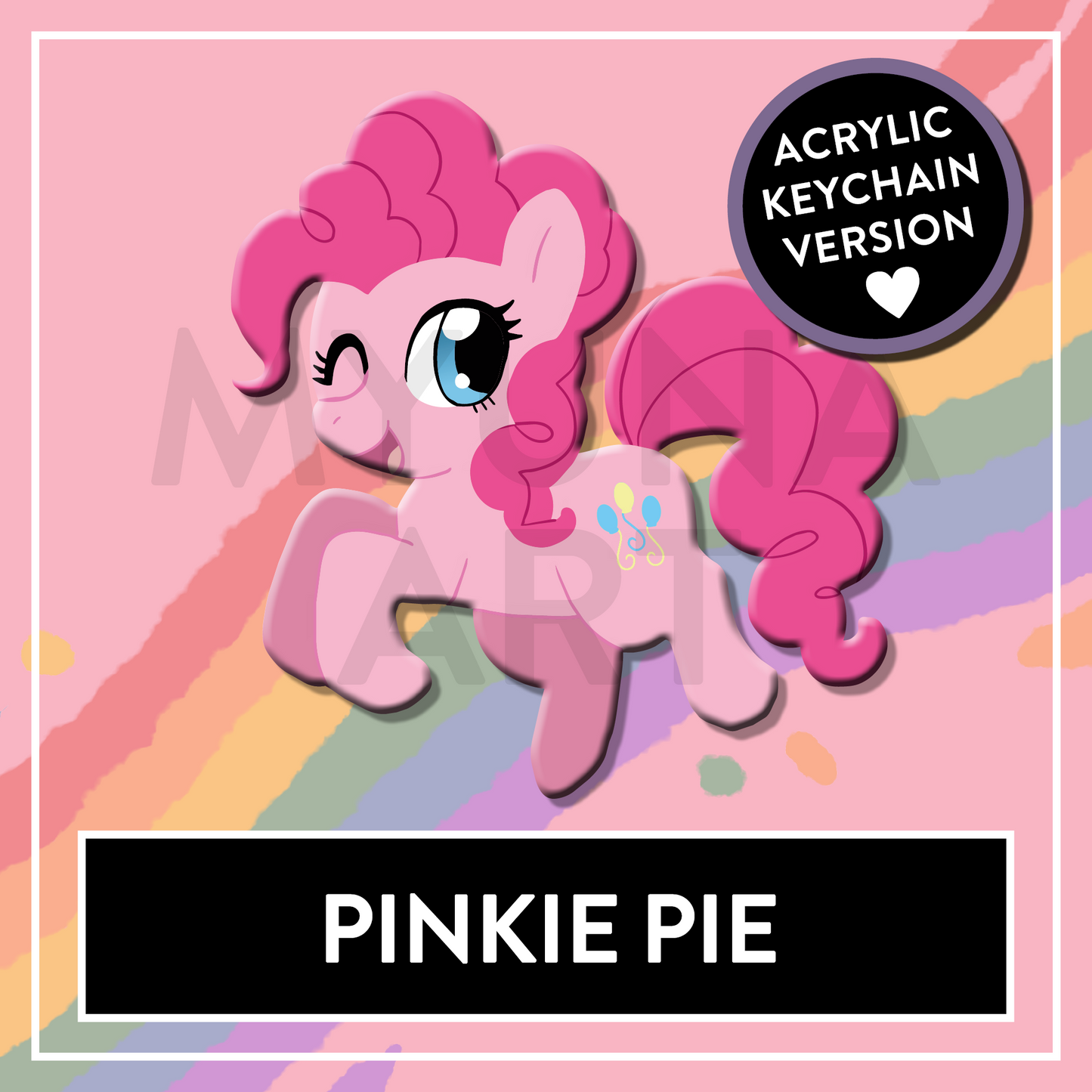 Pinkie Pony MLP double-sided Acrylic Keychain