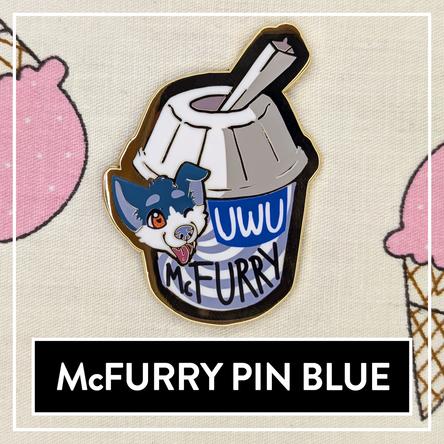 McFurry Pin BLUE - Cute Furry Ice Cream Pin