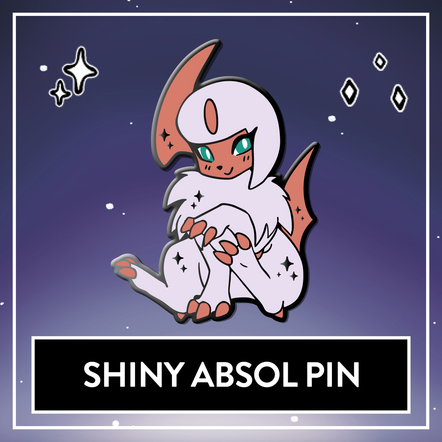 Shiny Absol Enamel Pin - September 2025 Patreon PinClub Fanart Pin