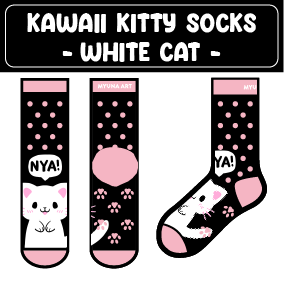 PREORDER Kawaii Kitty Socks - White Cat -