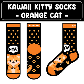 PREORDER Kawaii Kitty Socks - Orange Cat -