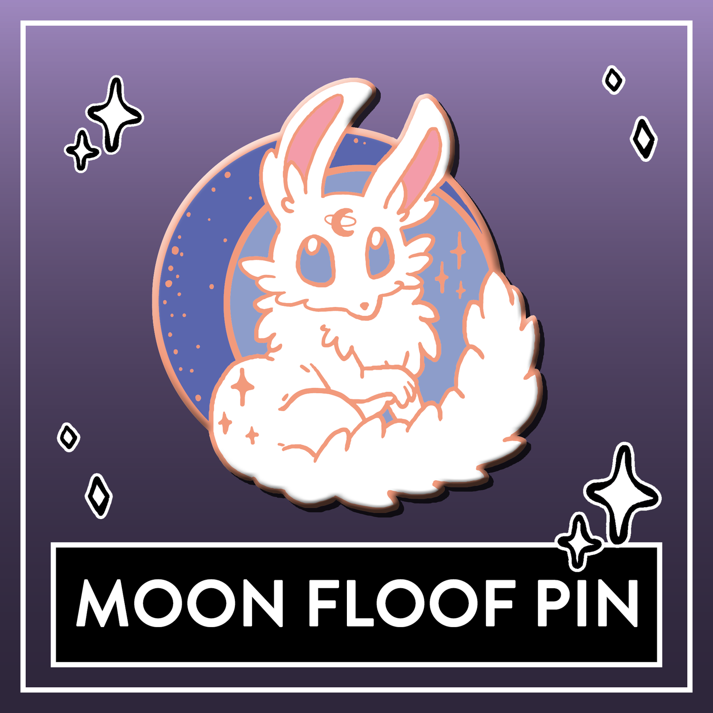 Myuna's Moon Floof - Moon Bunny Hard Enamel Pin - Cute Original Art Pin