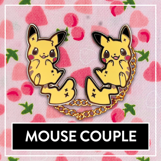 #0025 Mouse Couple Collar Pin Set