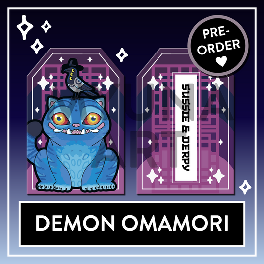 PREORDER Derpy & Sussie Tiger & Bird double-sided woven Omamori - KPop Animal Demon