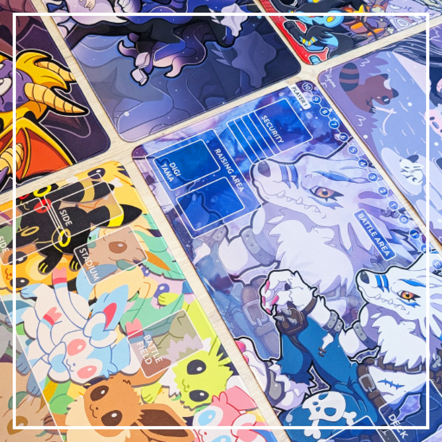 Elemental Foxes Deskmat - BIG Gaming Mousepad, Computer & Desktop Mat, 90x40cm
