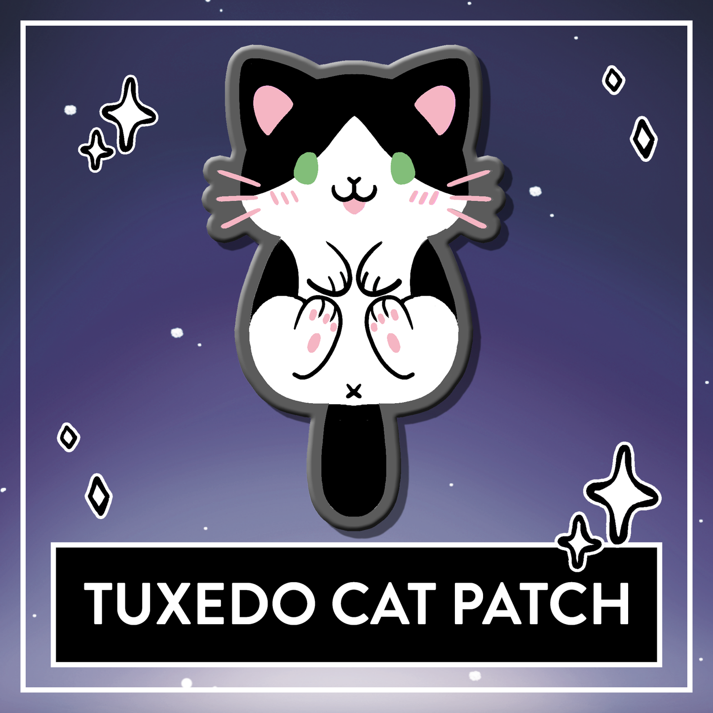 Tuxedo Black & White Cat Plush Patch