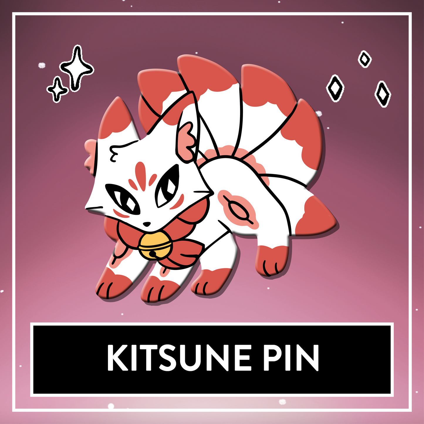 Kitsune Pin - June 2025 Patreon PinClub OC Original Art Pin