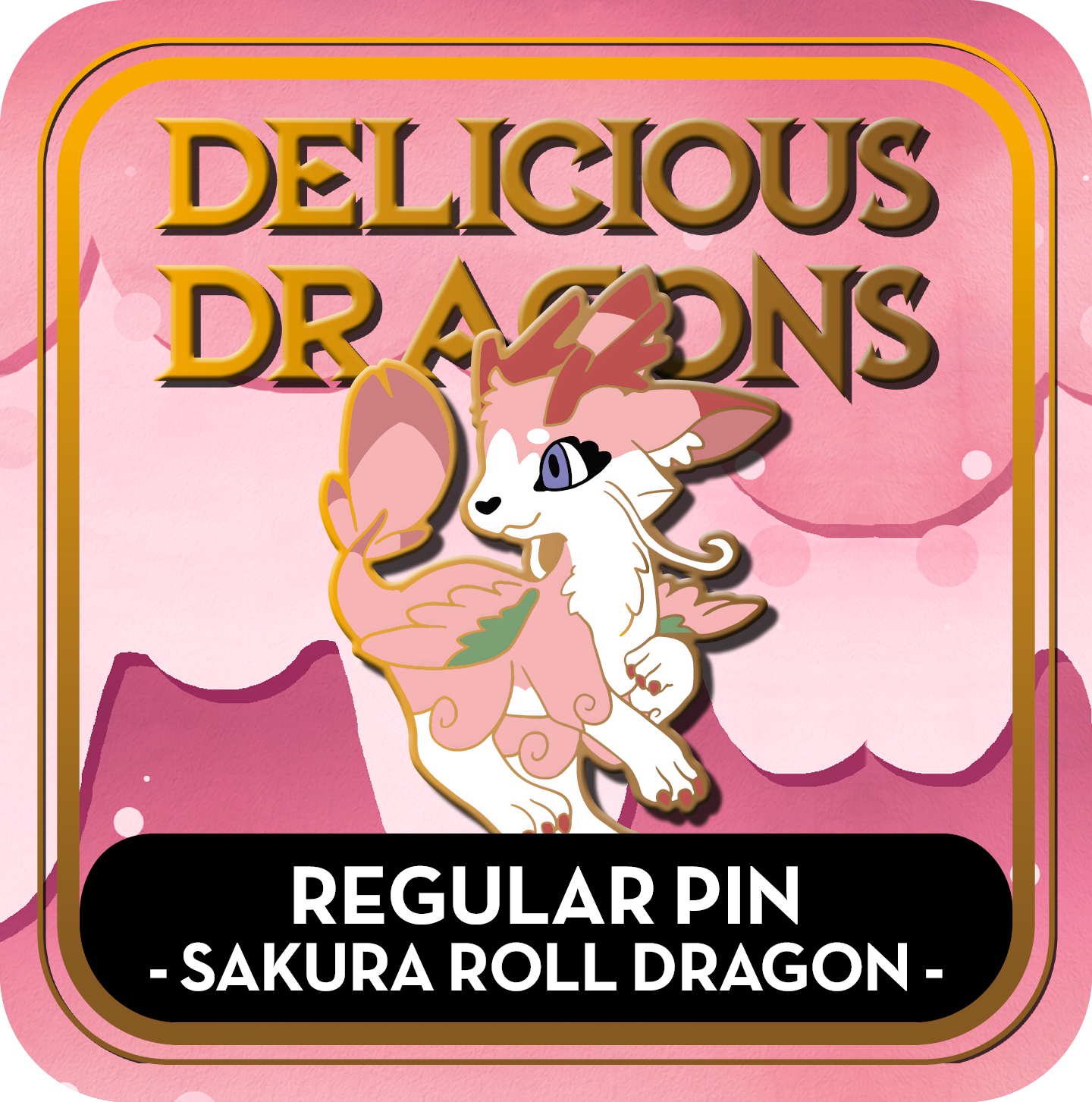 PREORDER Sakura Roll Dragon Pin - Delicious Dragons - Cute Original Art Enamel Pin