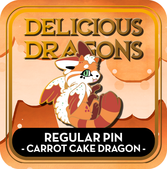 PREORDER Carrot Cake Dragon Pin - Delicious Dragons - Cute Original Art Enamel Pin