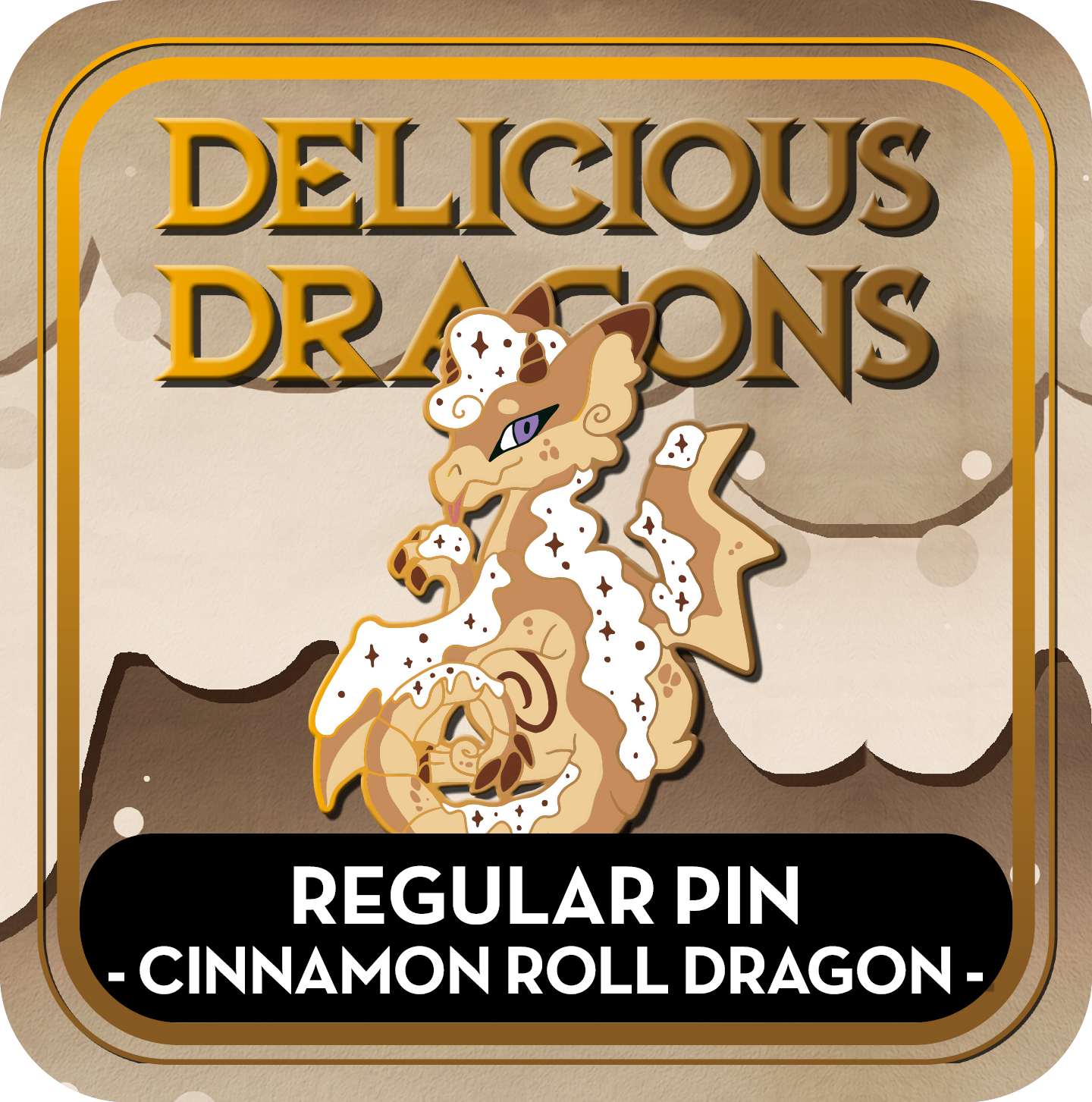 PREORDER Cinnamon Roll Dragon Pin - Delicious Dragons - Cute Original Art Enamel Pin