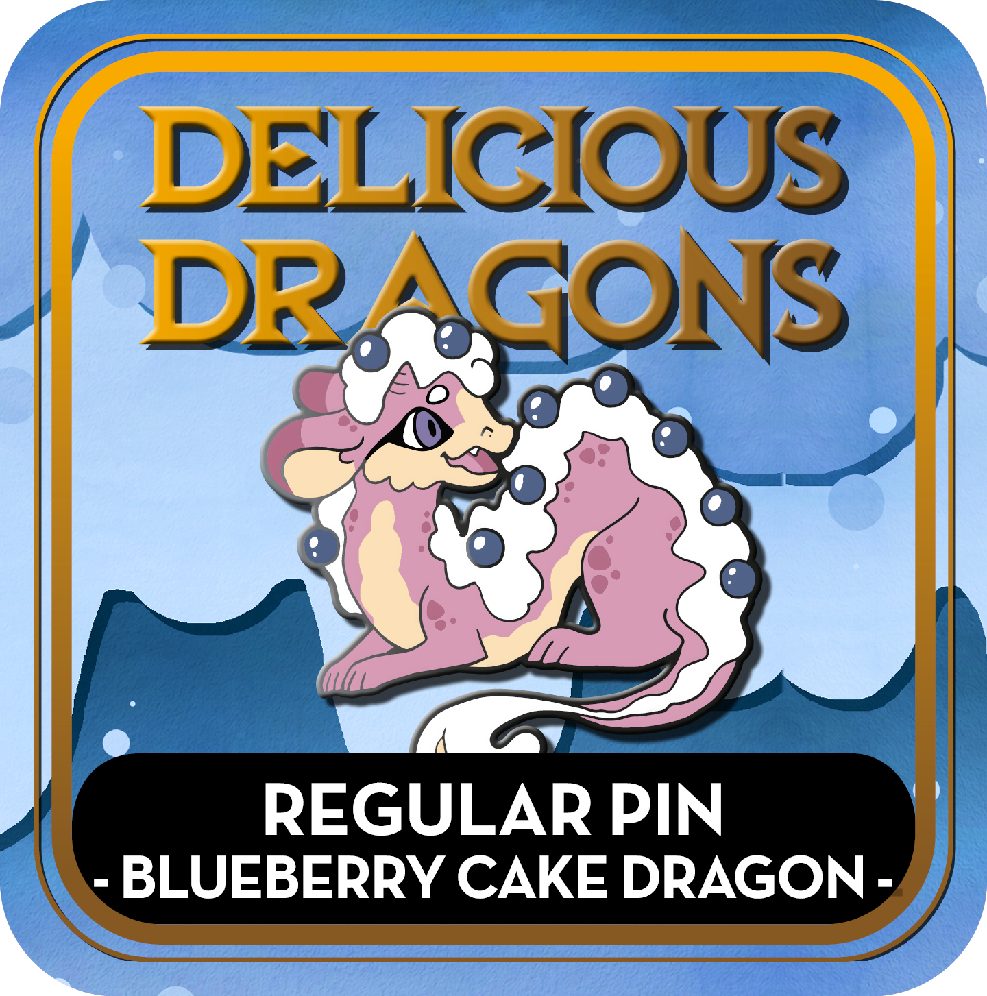 PREORDER Blueberry Cake Dragon Pin - Delicious Dragons - Cute Original Art Enamel Pin