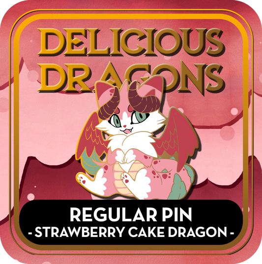 PREORDER Strawberry Cake Dragon Pin - Delicious Dragons - Cute Original Art Enamel Pin