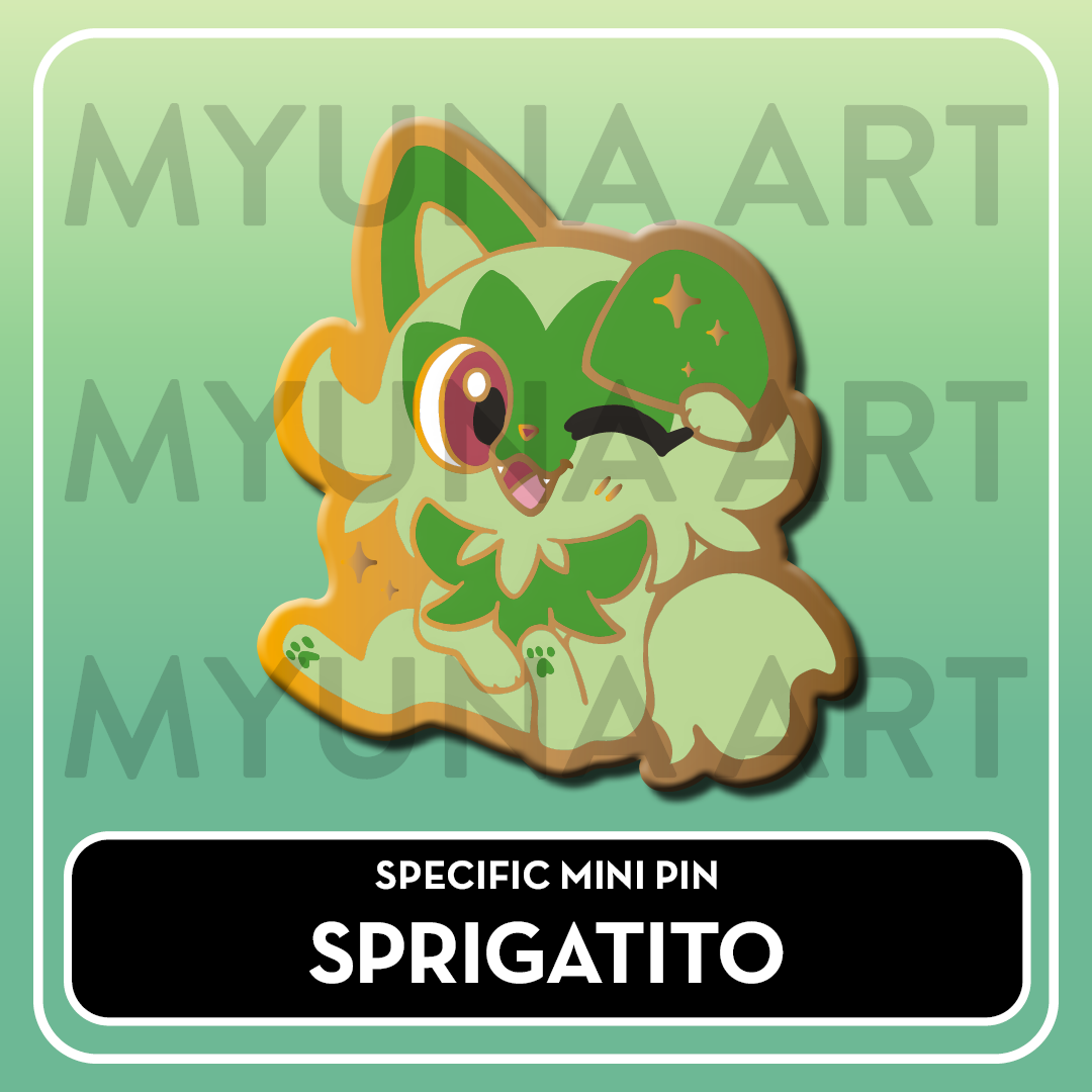 PREORDER Grass Type Starters - Myuna's Mystery Mix Gacha Mini Pins