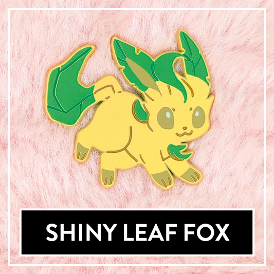 #0470 Shiny Leaf Fox Enamel Pin - Myuna's Mystery Mix Series