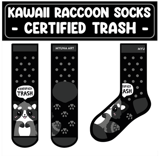 Kawaii Raccoon Socks - Certified Trash Socks