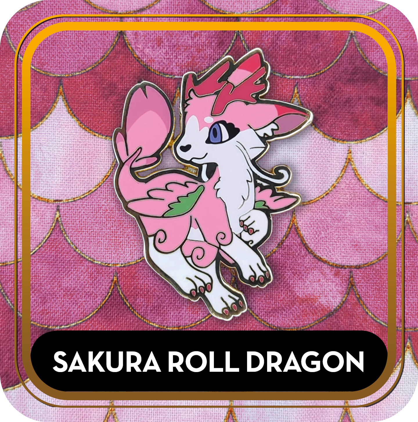 Sakura Roll Dragon Pin - Delicious Dragons - Cute Original Art Enamel Pin