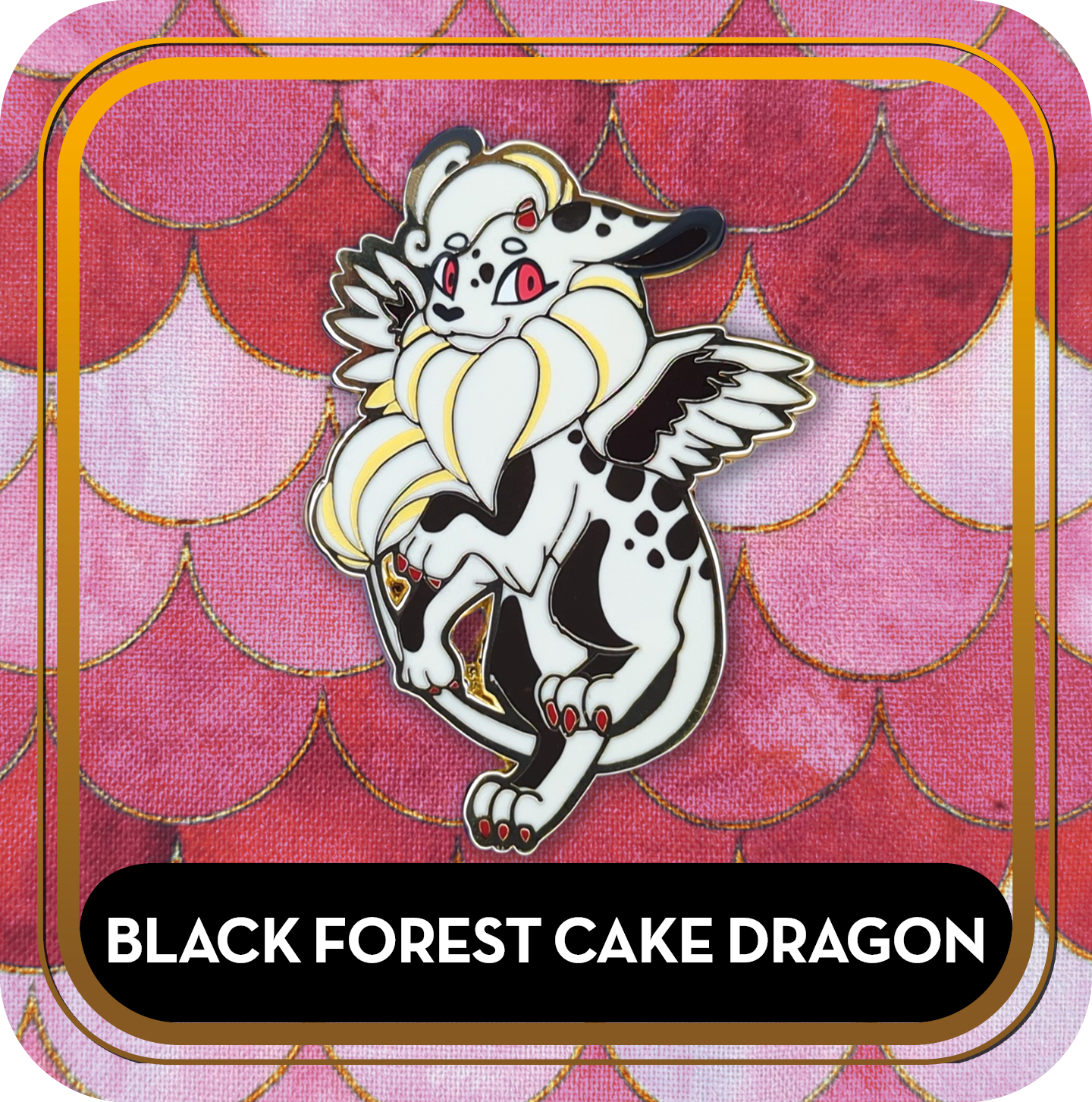 Black Forest Cake Dragon Pin - Delicious Dragons - Cute Original Art Enamel Pin
