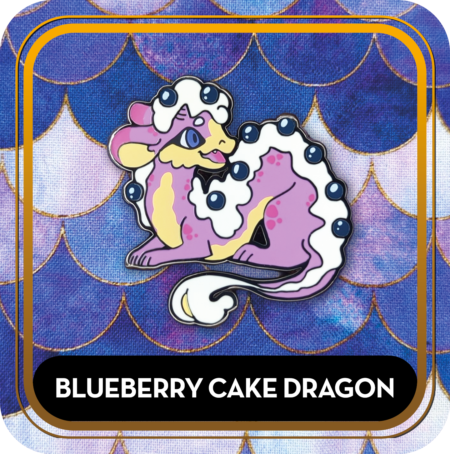 Blueberry Cake Dragon Pin - Delicious Dragons - Cute Original Art Enamel Pin