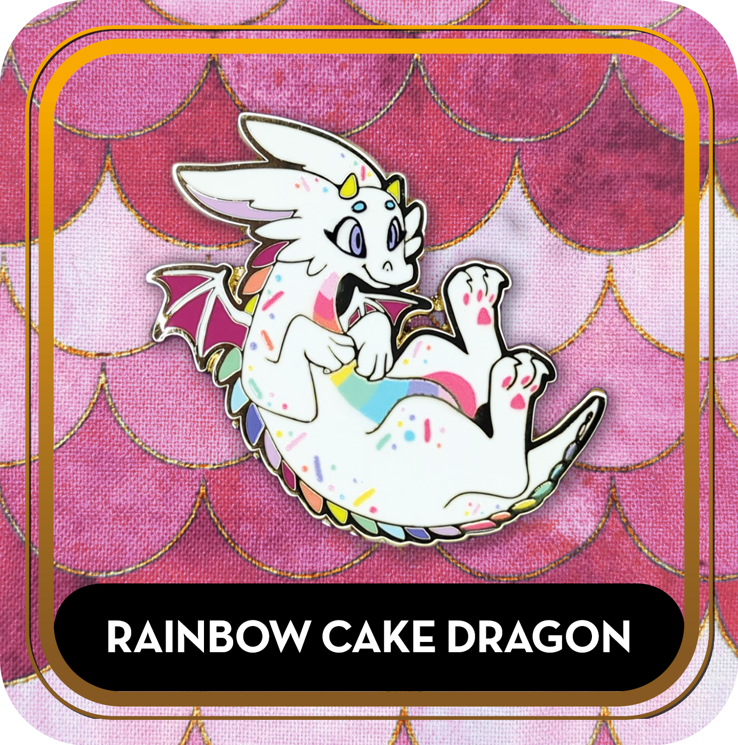 Rainbow Cake Dragon Pin - Delicious Dragons - Cute Original Art Enamel Pin