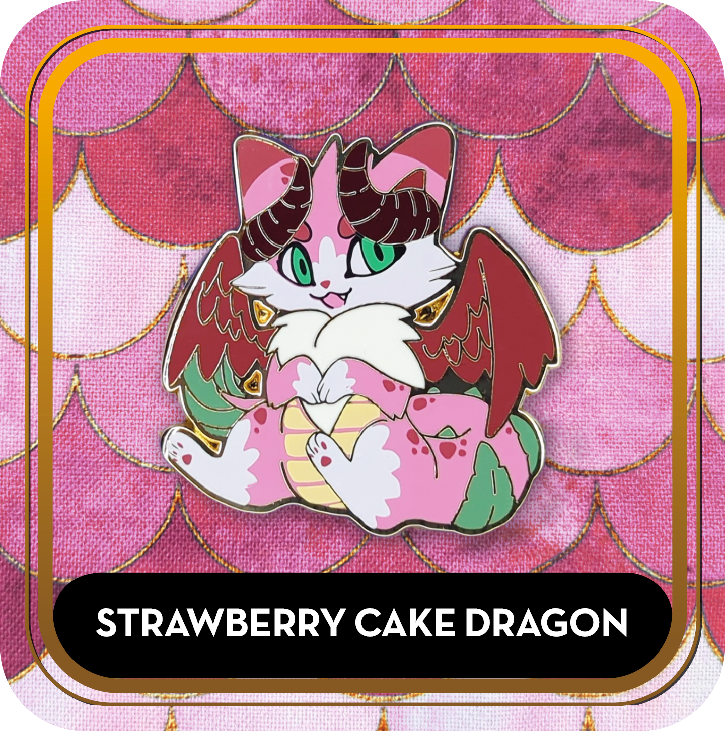 Strawberry Cake Dragon Pin - Delicious Dragons - Cute Original Art Enamel Pin