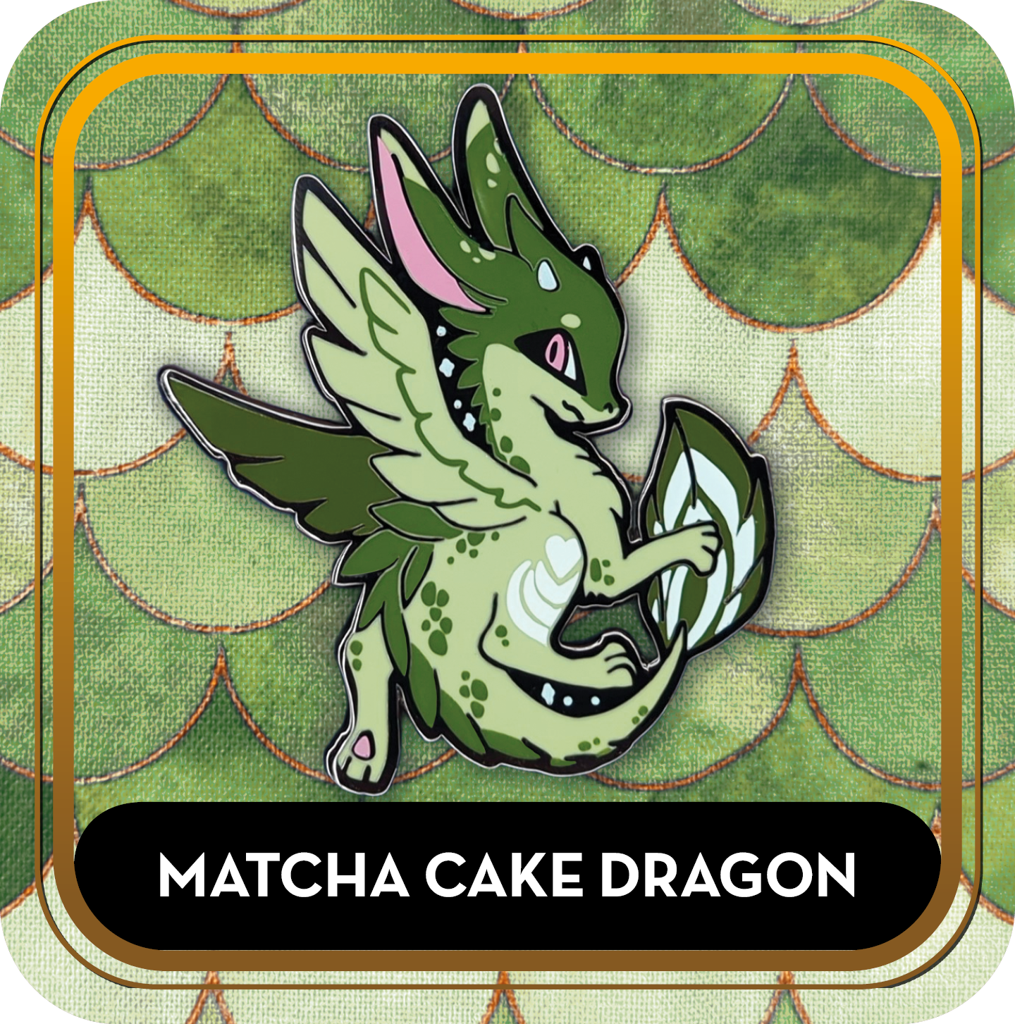 Matcha Cake Dragon Pin - Delicious Dragons - Cute Original Art Enamel Pin