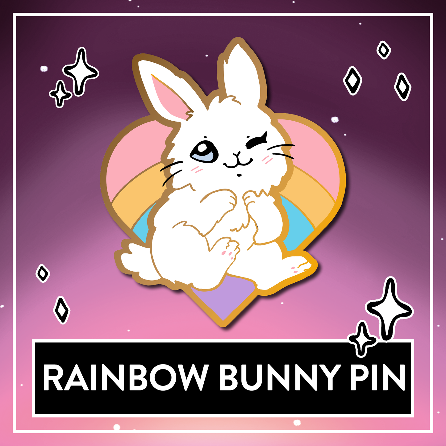 Rainbow Bunny Glitter Pin