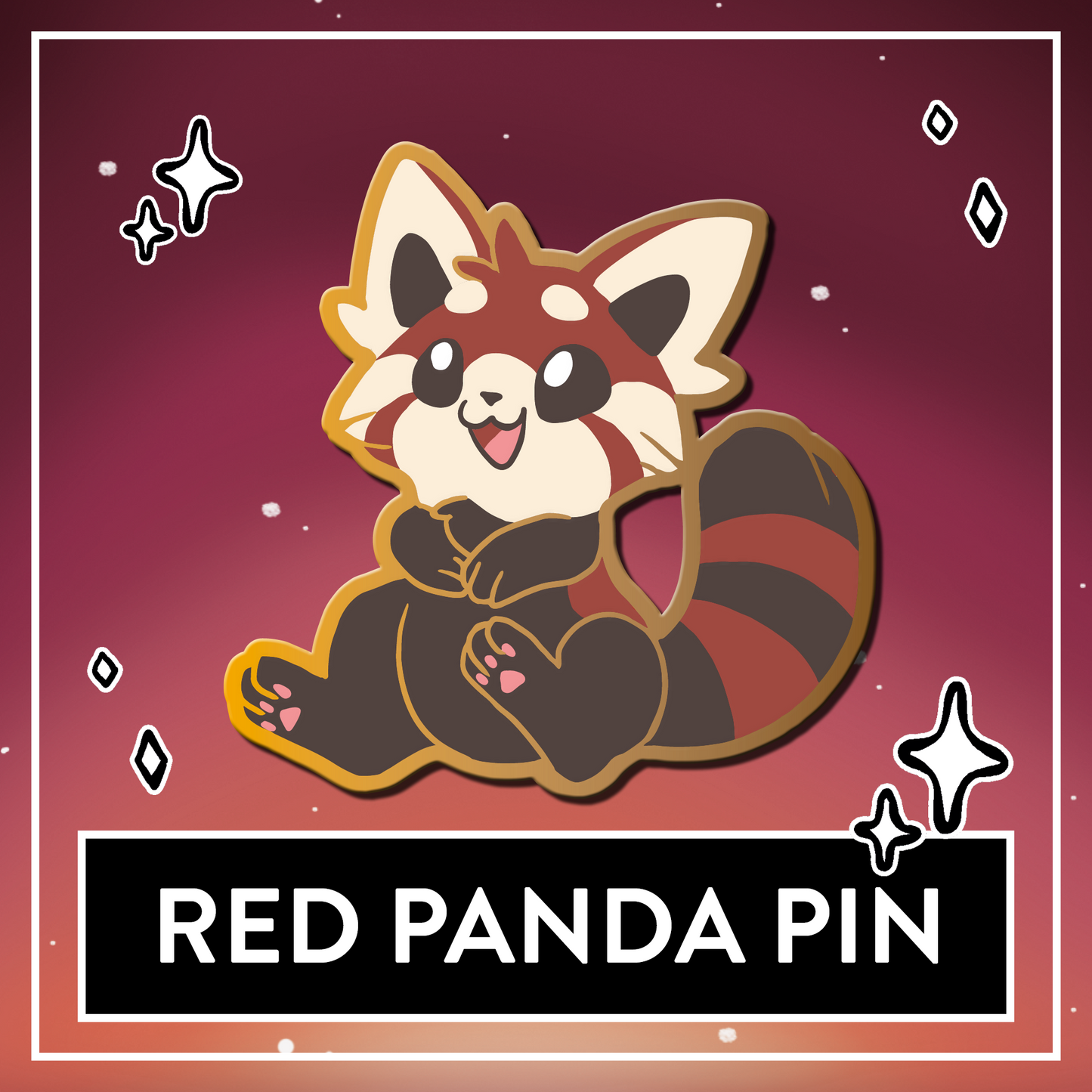 Red Panda OC Pin - Cute Animal Original Art Pin