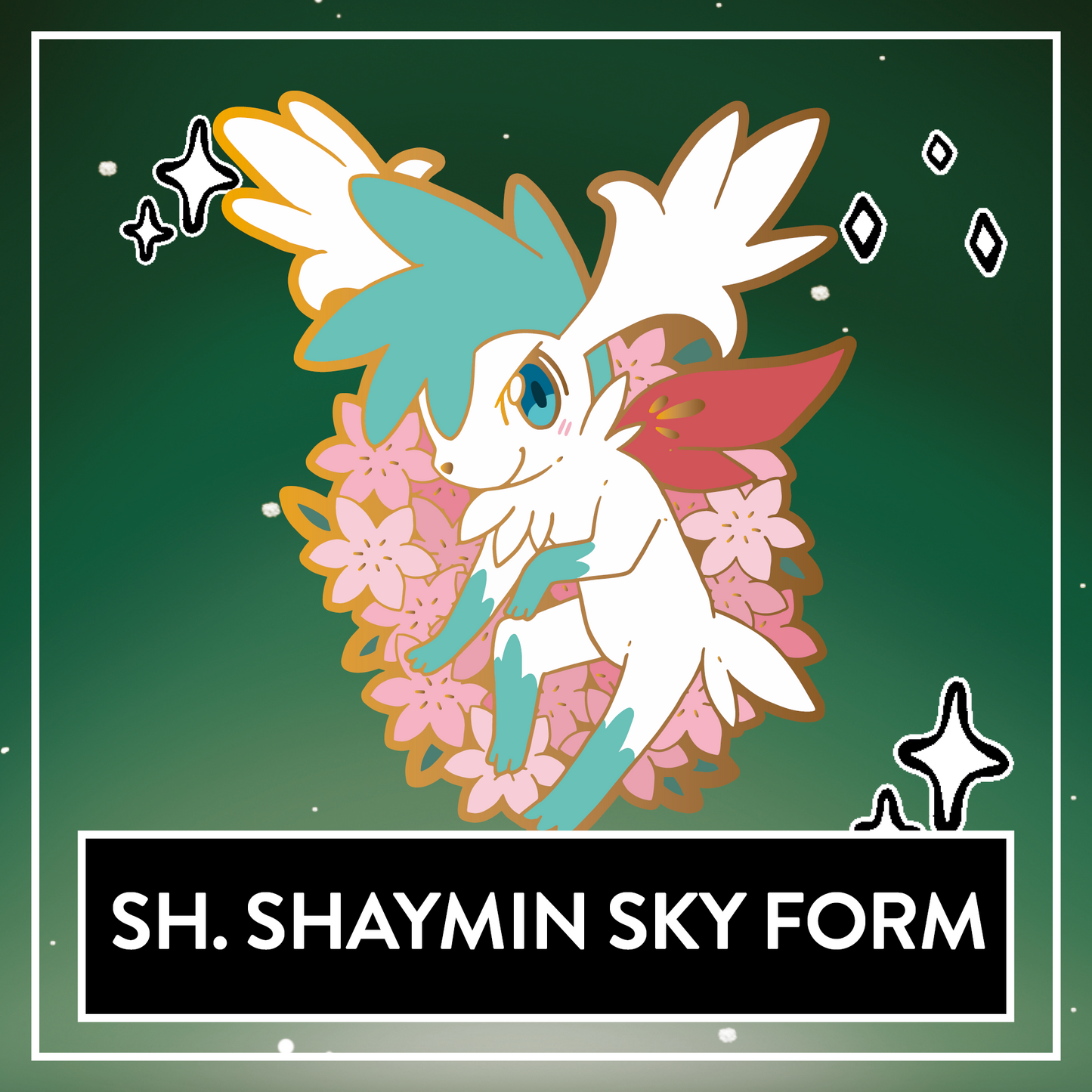 Shiny Shaymin Sky Form Hard Enamel Pin