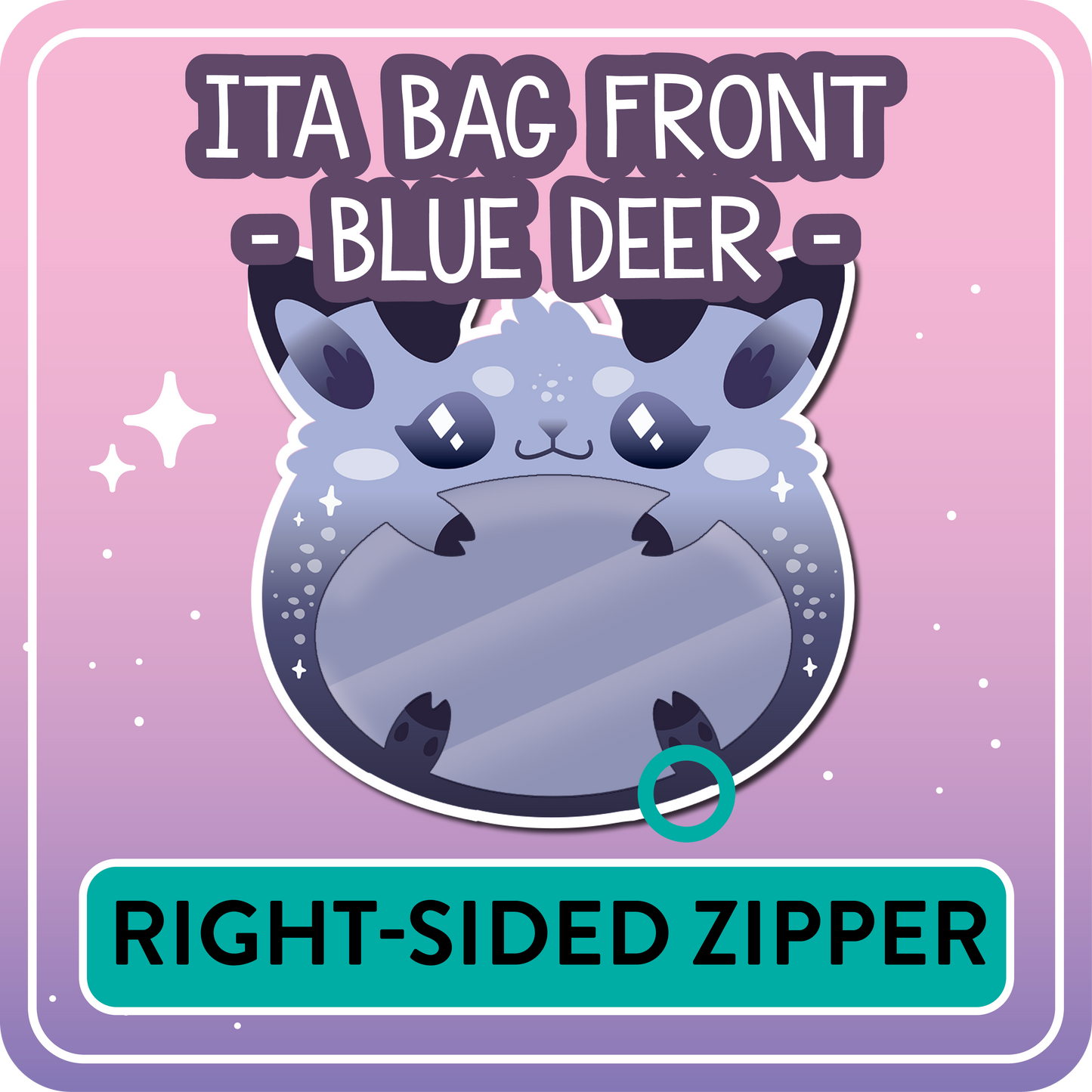 !! PLEASE READ !! DEER - RIGHT-SIDED ZIPPER - Ita Bag Exchangable Front Designs - 5 different colors -