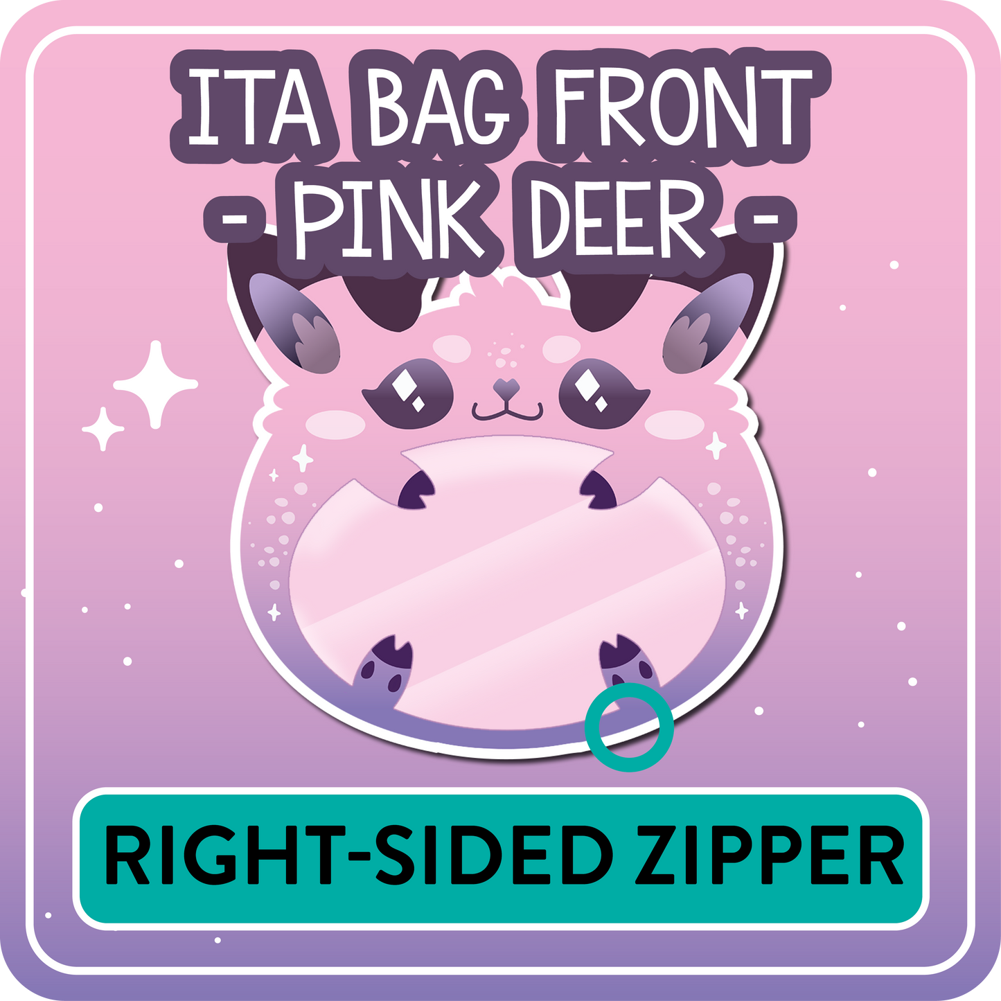 !! PLEASE READ !! DEER - RIGHT-SIDED ZIPPER - Ita Bag Exchangable Front Designs - 5 different colors -