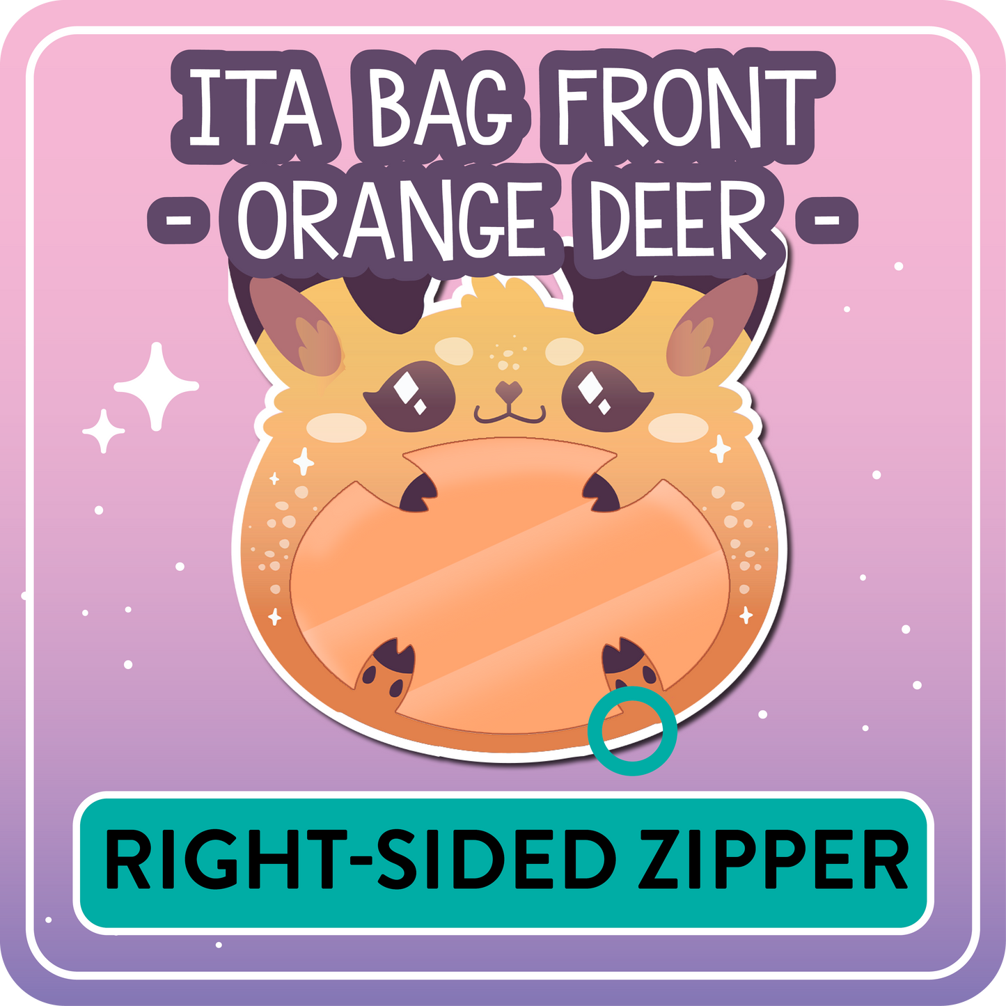 !! PLEASE READ !! DEER - RIGHT-SIDED ZIPPER - Ita Bag Exchangable Front Designs - 5 different colors -
