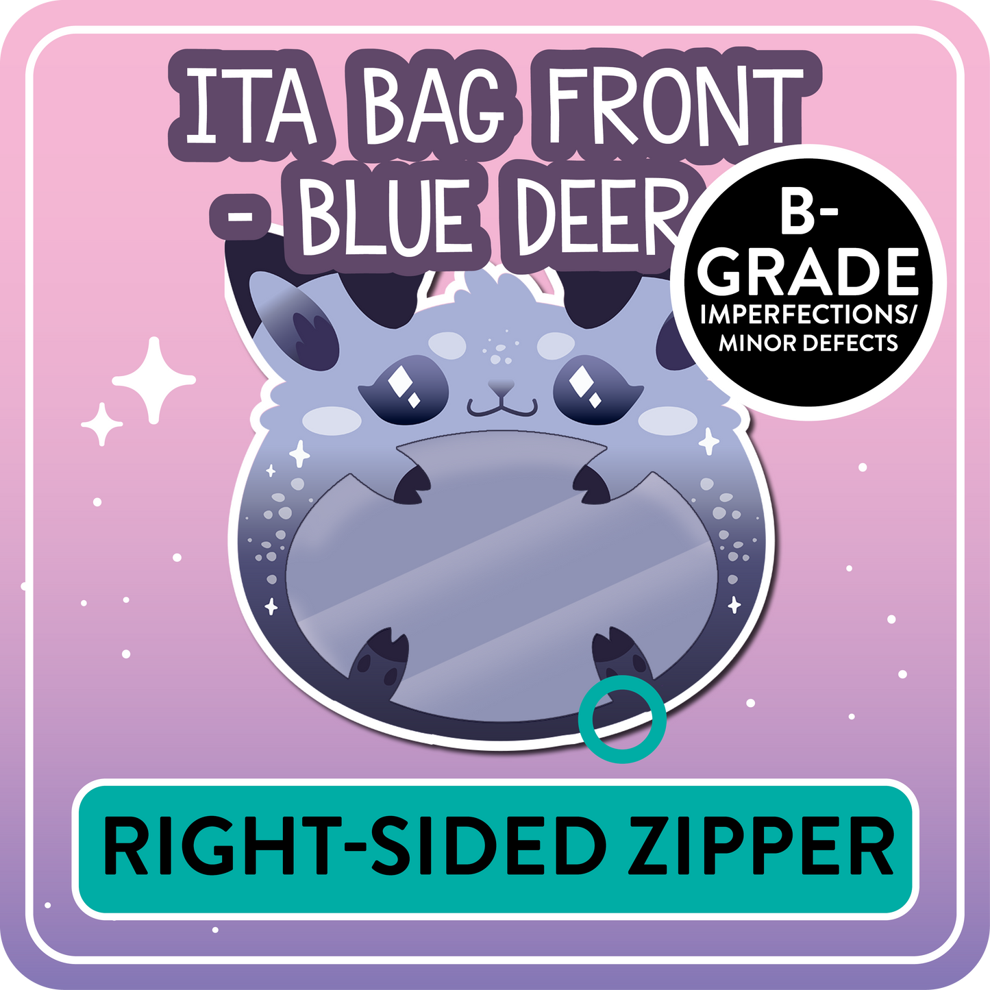 !! PLEASE READ !! DEER - RIGHT-SIDED ZIPPER - Ita Bag Exchangable Front Designs - 5 different colors -