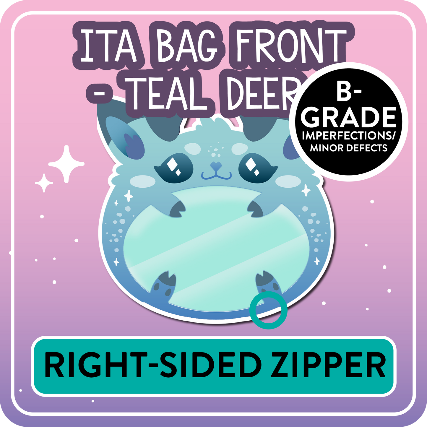 !! PLEASE READ !! DEER - RIGHT-SIDED ZIPPER - Ita Bag Exchangable Front Designs - 5 different colors -