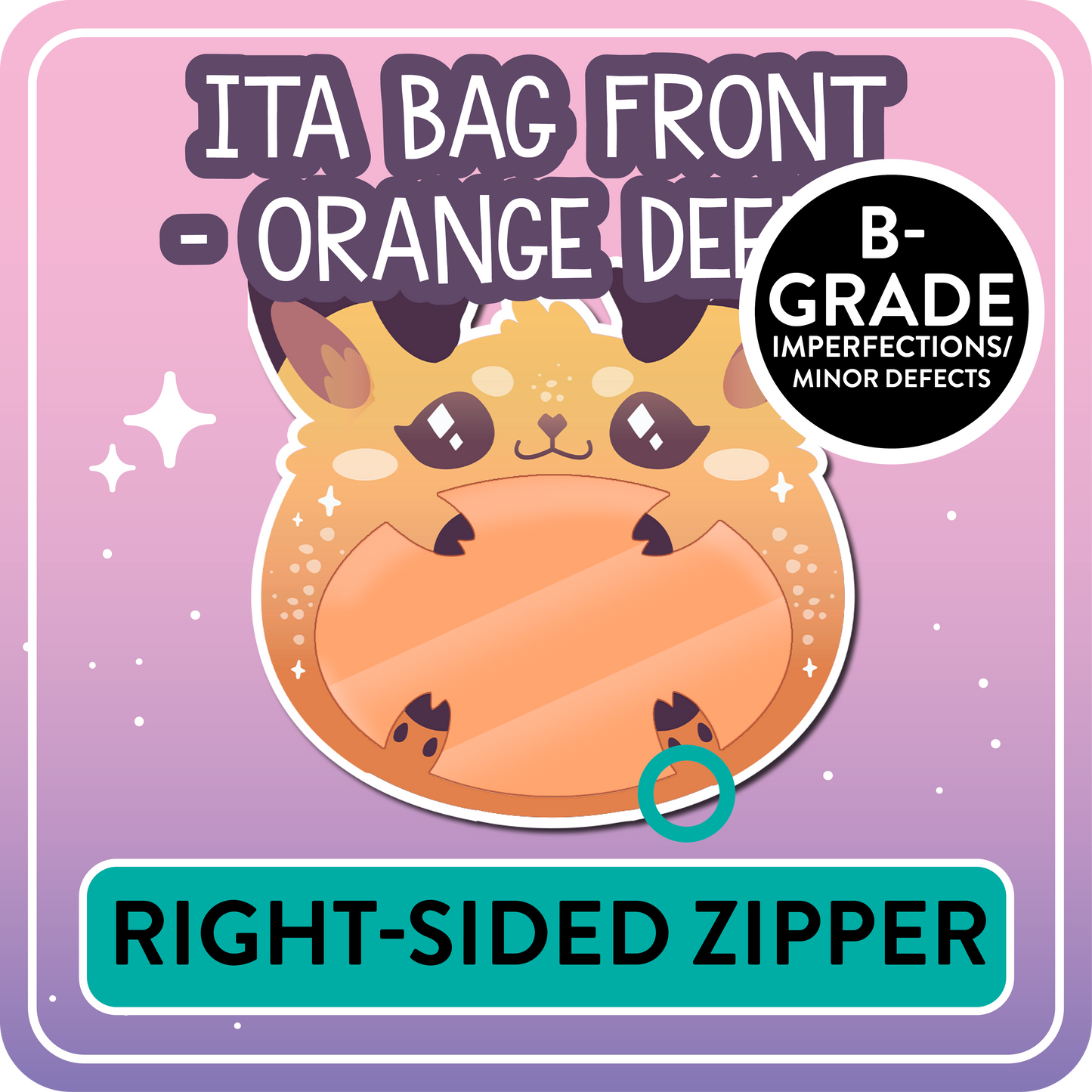 !! PLEASE READ !! DEER - RIGHT-SIDED ZIPPER - Ita Bag Exchangable Front Designs - 5 different colors -
